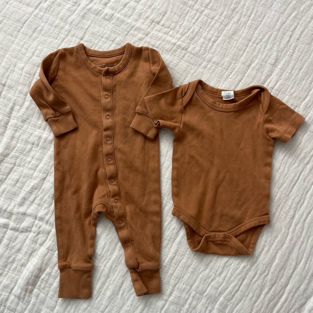 Colored Organics Brown Tank One Piece + Bodysuit set